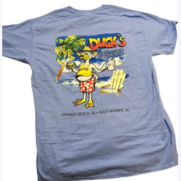 Gildan Light Blue Men's T-Shirt Duck’s Diner size Large NWT. - Picture 2 of 2